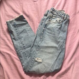 ZARA Distressed High Waisted Mom Jeans — US 2